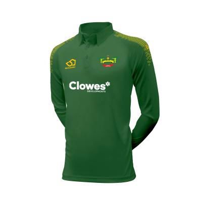 Duffield Cricket Club Masuri Green Clowes Cricket Playing Shirt L/S  Jnr